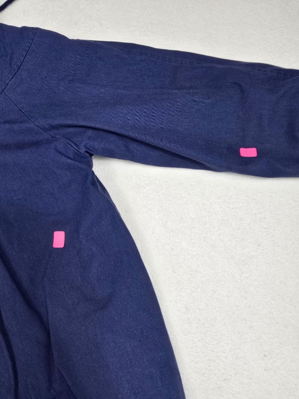 London Fog Girls 10 Hooded Navy Blue Coat Faux Fur Interior FLAWED - Picture 7 of 10